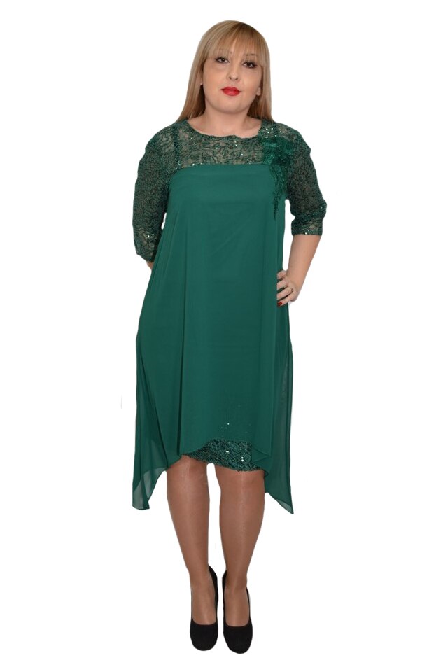 Rochie rafinata Bryce din dantela,cu paiete,D&J Exclussive, Verde