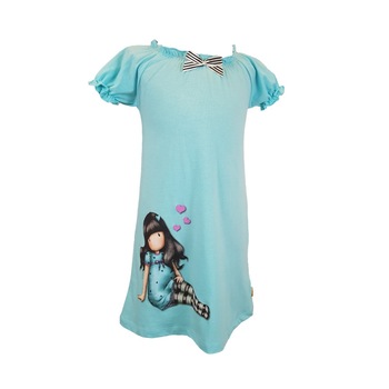Rochie copii Gorjuss - Sitting Pretty, bumbac, turquoise Rochie copii Gorjuss - Sitting Pretty, bumbac, turquoise