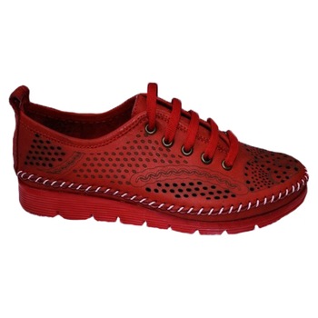 Pantof dama cu siret si perforatii,D&J Exclussive, Rosu Pantof dama cu siret si perforatii,D&J Exclussive, Rosu