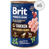 Hrana umeda pentru caini Brit Premium, Chicken With Hearts, 6 x 400g