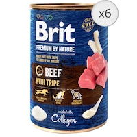 Hrana umeda pentru caini Brit Premium, Beef With Tripes, 6 x 400g