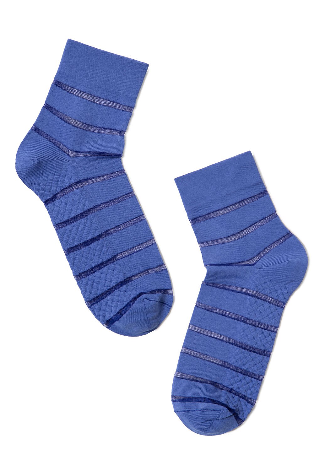 Sosete din poliamida cu model dungi transparente, Conte Elegant Fantasy 85CP, Denim 36-39