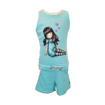 Salopeta copii Gorjuss - Sitting Pretty, bumbac, turcoaz, 12 ani Salopeta copii Gorjuss - Sitting Pretty, bumbac, turcoaz, 12 ani