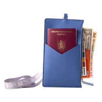 Portofel calatorie e-store MK, piele, bleu Portofel calatorie e-store MK, piele, bleu
