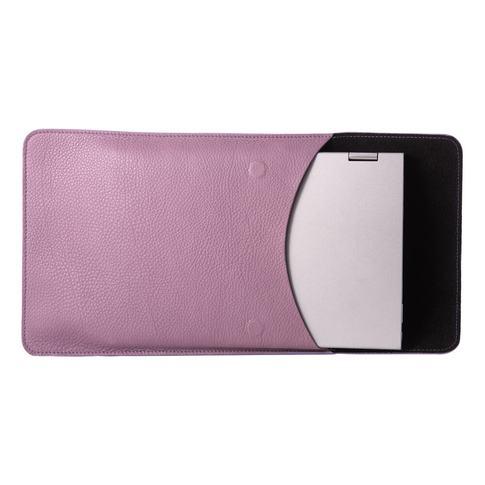 Husa laptop, MacBook PRO 13 inch, piele naturala cu mouse pad, inchidere magnetica, margini vopsite manual, e-store, mov