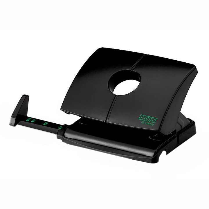 Perforator Novus B230 re si new, 30 coli, 64% plastic reciclat, negru