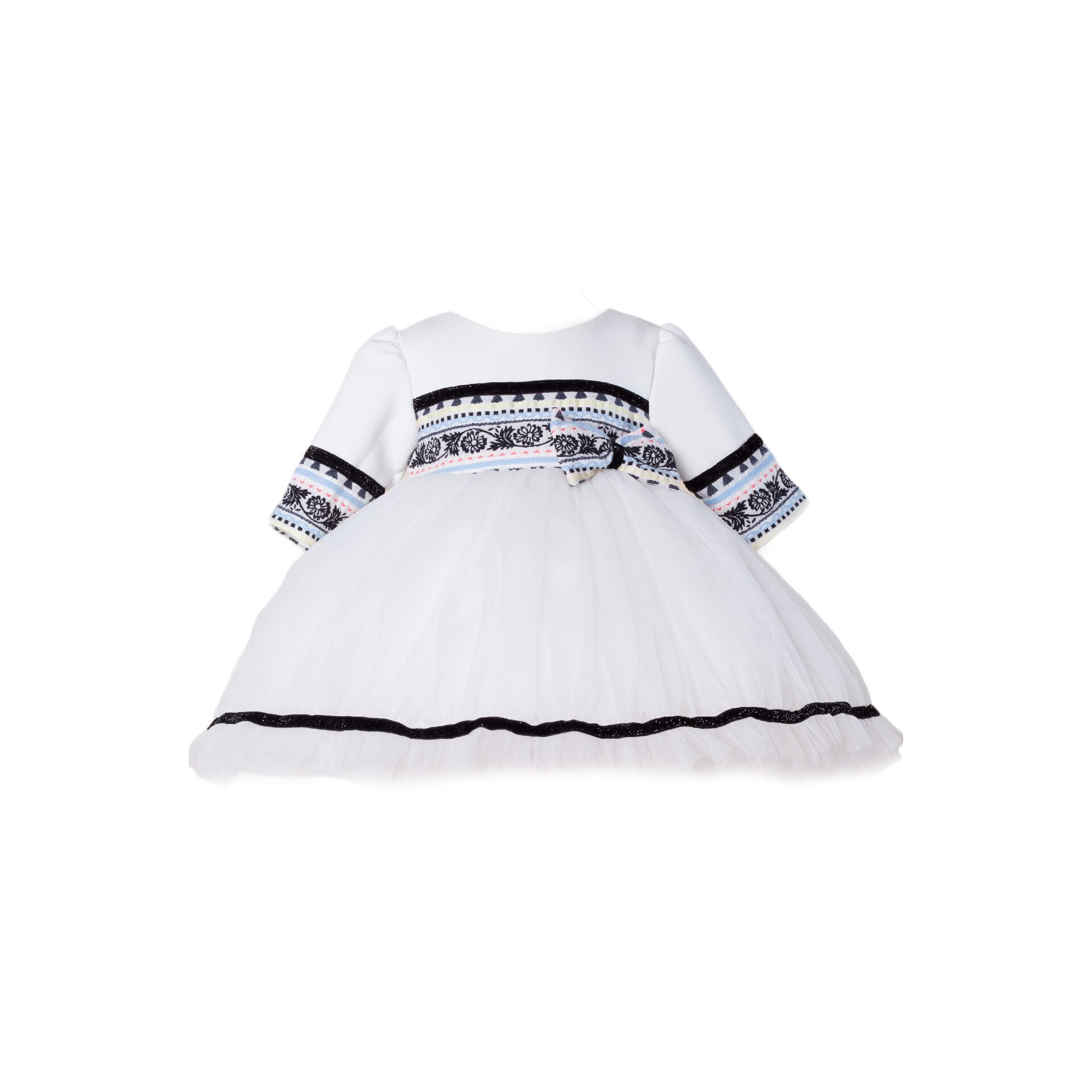 Rochita alba cu insertie de model albastru, 6 luni