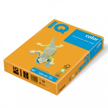 Hartie color A4 IQ 80 g/mp 500 coli/top portocaliu Hartie color A4 IQ 80 g/mp 500 coli/top portocaliu