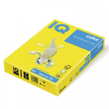 Hartie color A4 IQ 80 g/mp 500 coli/top galben intens Hartie color A4 IQ 80 g/mp 500 coli/top galben intens