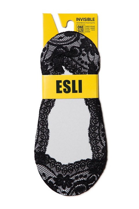 Esli "láthatatlan" női zokni poliamid csipke mintával, 36-39, fekete