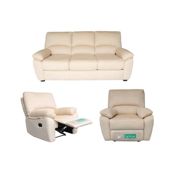 Set canapea 3 loc extensibila si 2 fotolii cu recliner manual, Md.2818, 3B-1R-1R, Microfibra Bej (53-06) Set canapea 3 loc extensibila si 2 fotolii cu recliner manual, Md.2818, 3B-1R-1R, Microfibra Bej (53-06)