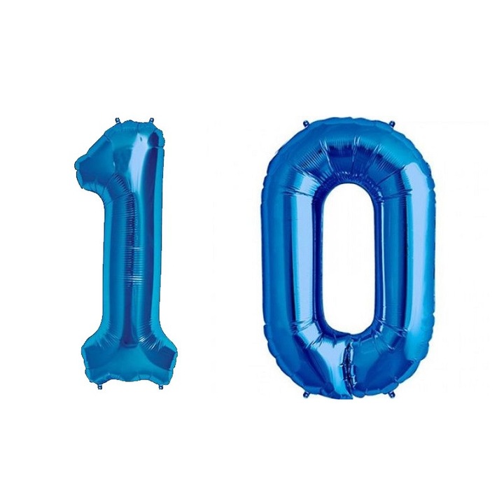 Balon figurina folie, Ramira, Albastru, numarul 10, 100 cm