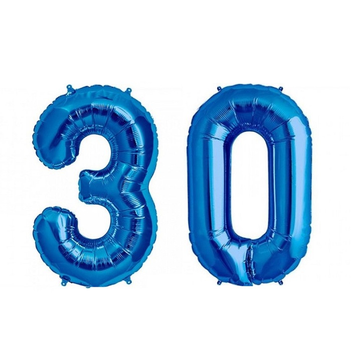 Balon figurina folie, Ramira, Albastru, numarul 30, 100 cm