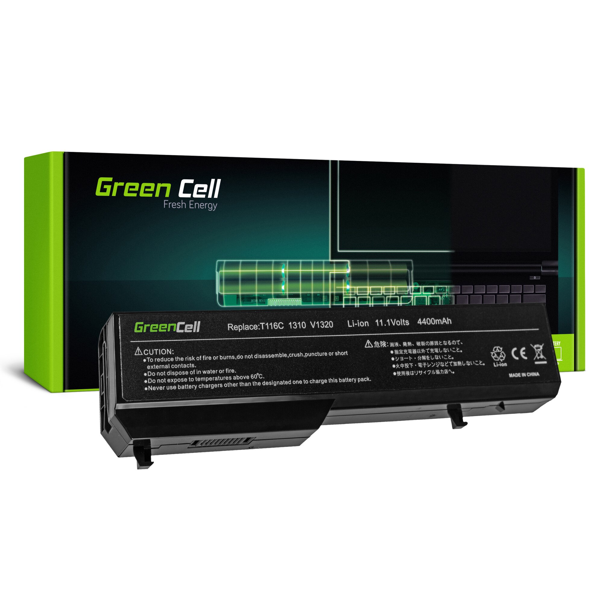 Baterie laptop T114C pentru Dell Vostro 1320 1310 1510 1511 1520 acumulator marca Green Cell