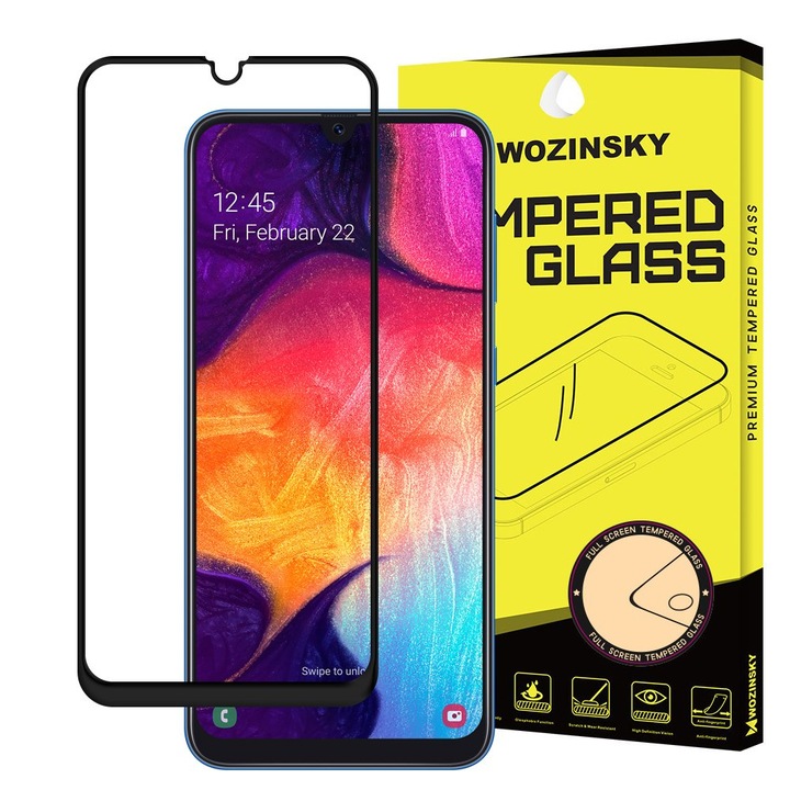 Стъклен протектор Wozinsky Tempered Glass за Samsung Galaxy A50, Samsung Galaxy A30s, A30, черен