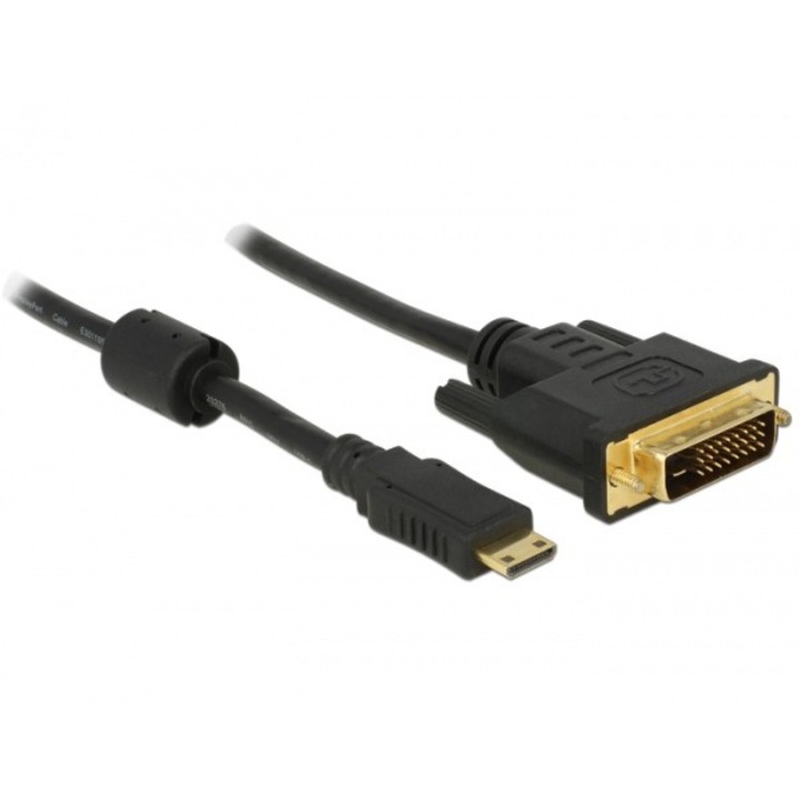 Кабел Mini-C HDMI към DVI TT 2m черен, Delock 83583