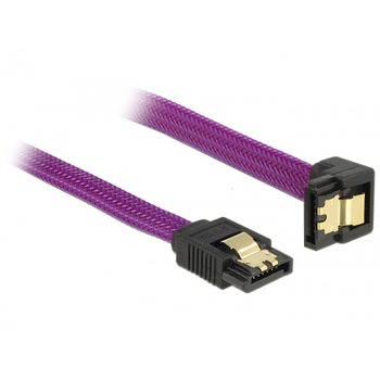 Cablu SATA III 6 Gb/s 30cm drept/unghi Premium, Delock 83695 Cablu SATA III 6 Gb/s 30cm drept/unghi Premium, Delock 83695