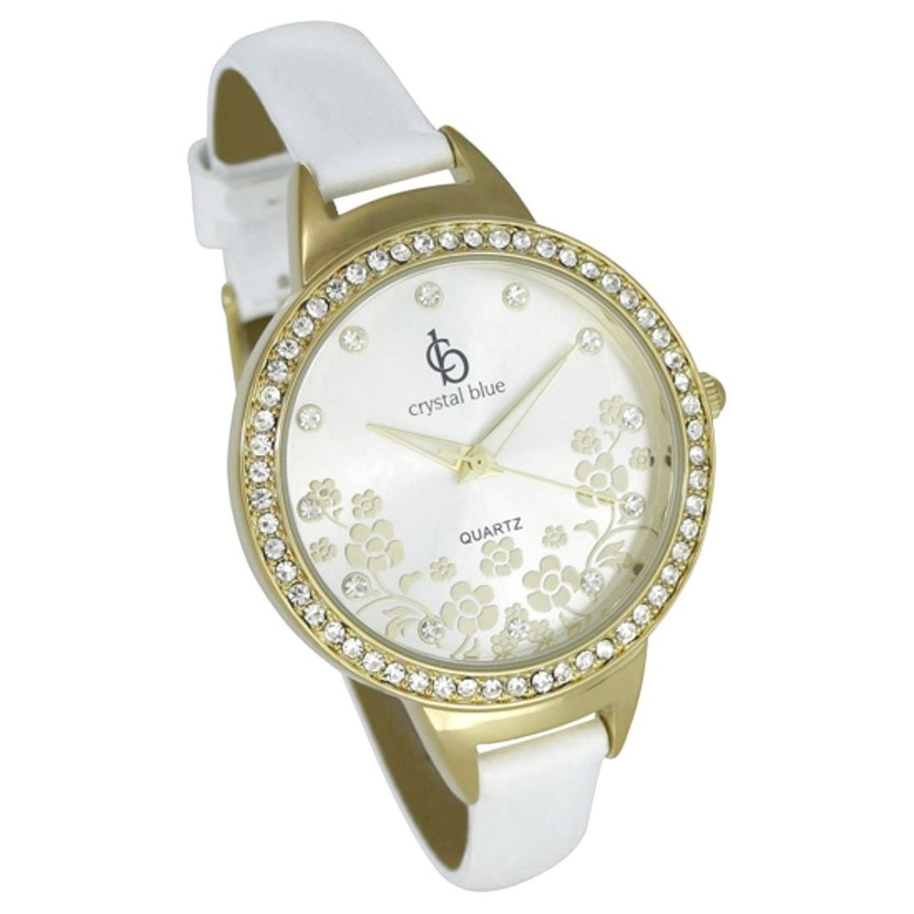 Ceas Dama - Crystal Blue - Gold Flowers