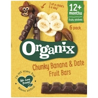 Batoane din fructe Bio Organix cu Banane si Curmale, 6x17 g, de la 1 an