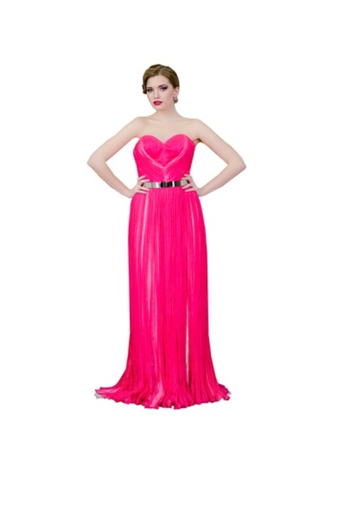 Вечерна рокля, коприна, Лучия Бела, розов цвят