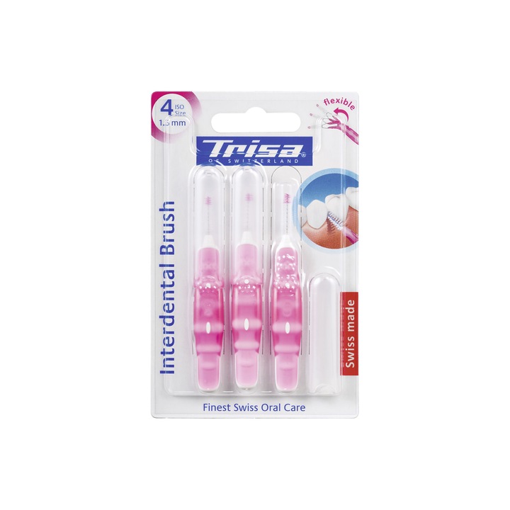 Periute de dinti manuale interdentare Trisa Interdental Brush 667153 ISO 4 1,3mm Roz