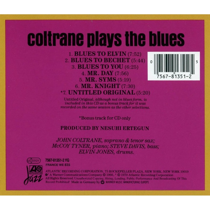 John Coltrane - Plays The Blues - CD