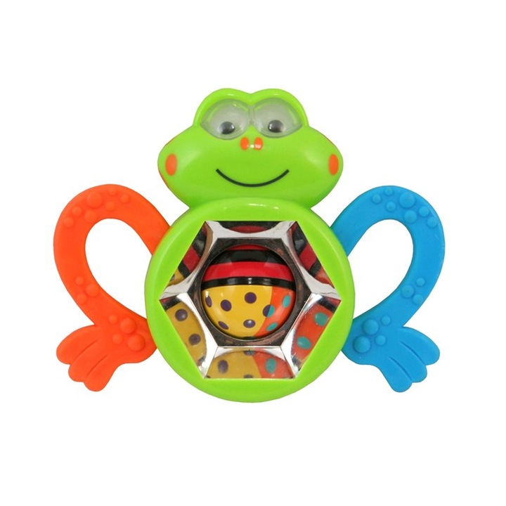 Jucarie dentitie si zornaitoare Broscuta Baby Mix pentru bebelusi