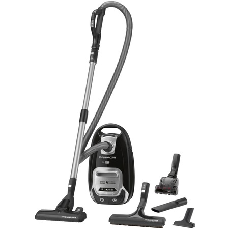 Aspirator cu sac Rowenta Silence Force 4A RO6455, 750 W, 4.5 l, Tub telescopic din metal, Filtru HEPA, Negru
