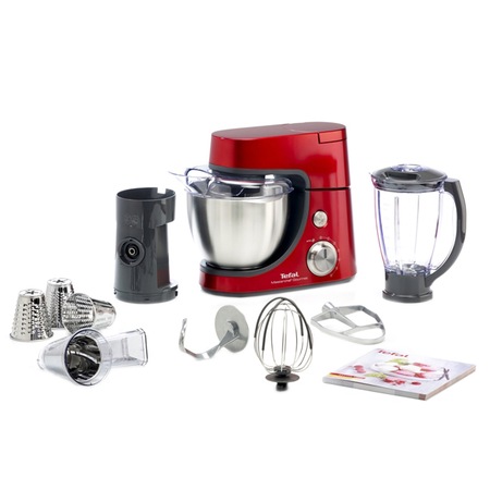 Robot de bucatarie Tefal MasterChef Gourmet QB504G, 900 W, bol 4.6 l, blender 1.5 l, 6 viteze + Pulse, Rosu