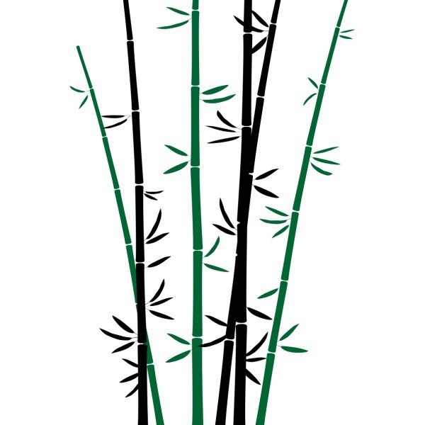 Sticker decorativ Bambus, 260 x 85 cm, negru cu verde