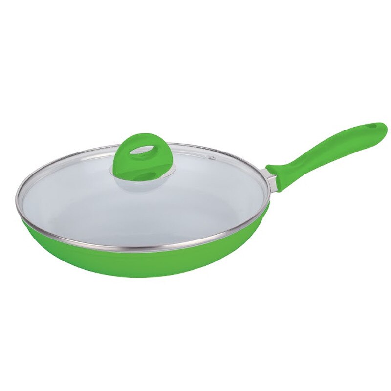 Tigaie ceramica Dekassa, 24 cm, capac sticla, Verde