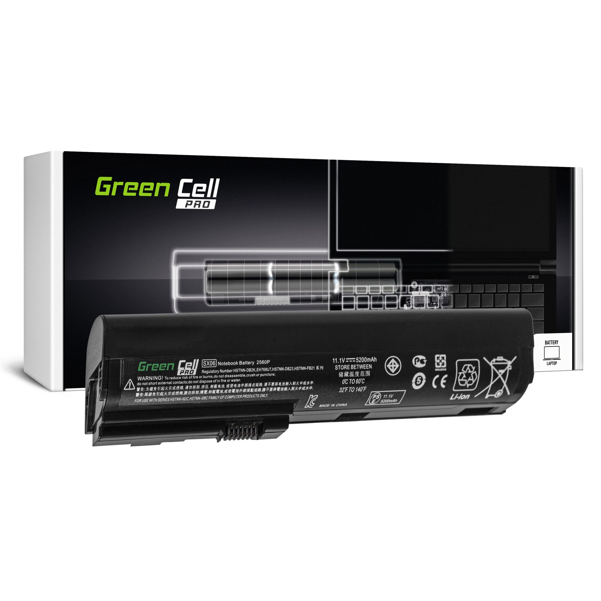 Baterie laptop PRO serie SX09 pentru HP EliteBook 2560p 2570p acumulator marca Green Cell