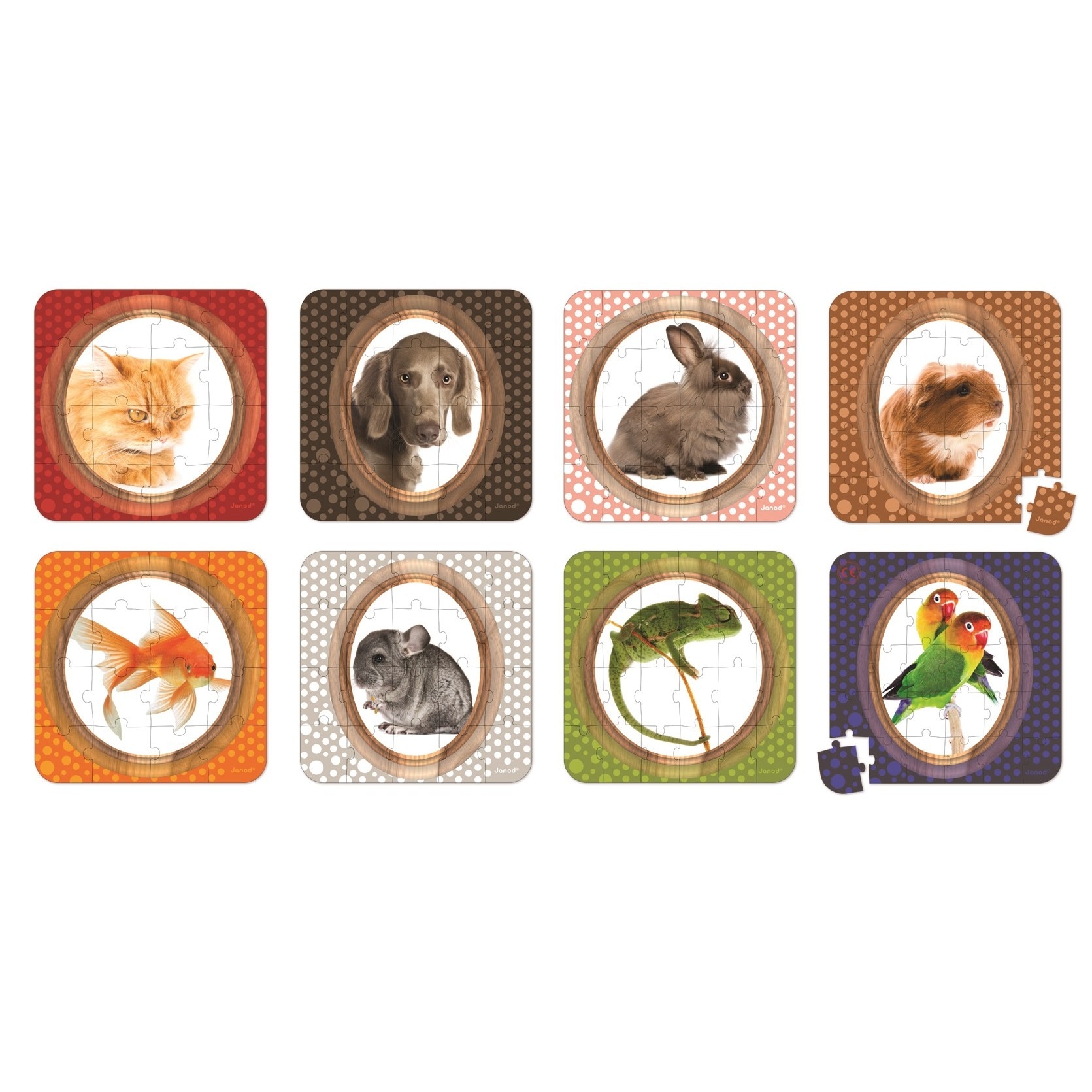 Set 4 puzzle fata-verso Janod Animale de companie