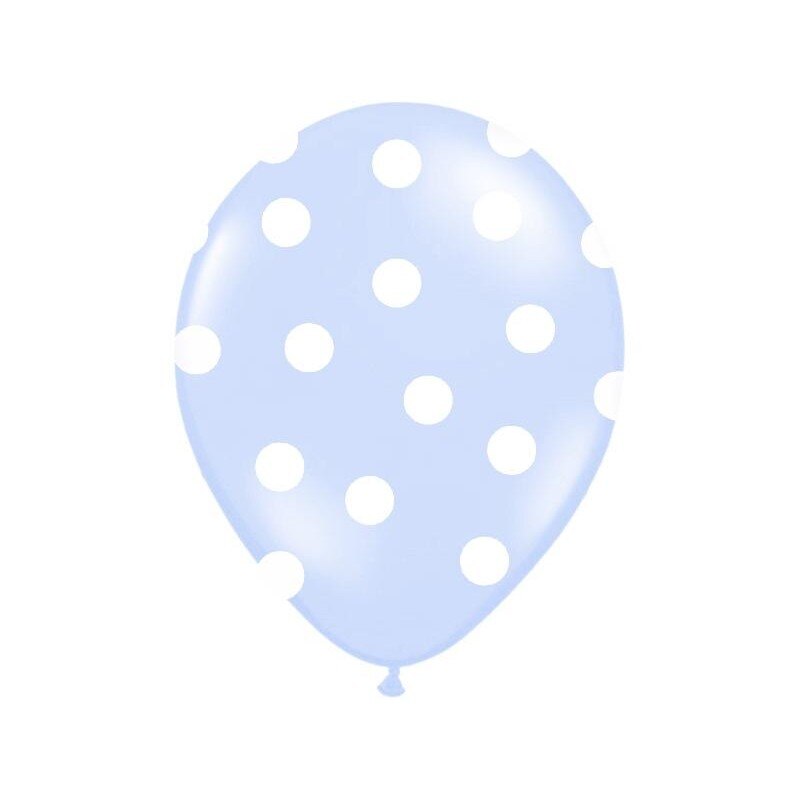 Baloane bleu cu buline albe, 30 cm, 5 buc/set