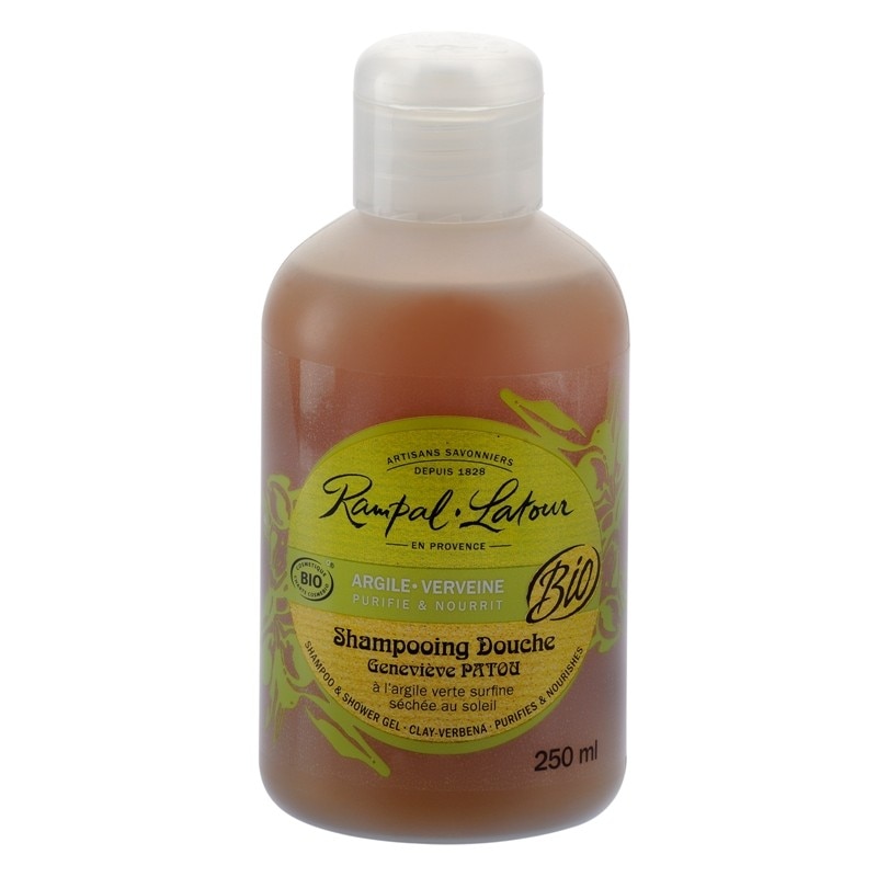 Gel de dus si sampon bio 2 in 1 argila si verbina Rampal Latour, 250 ml