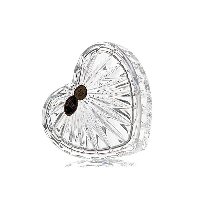 Bomboniera/ caseta din cristal, forma inima, 11 cm