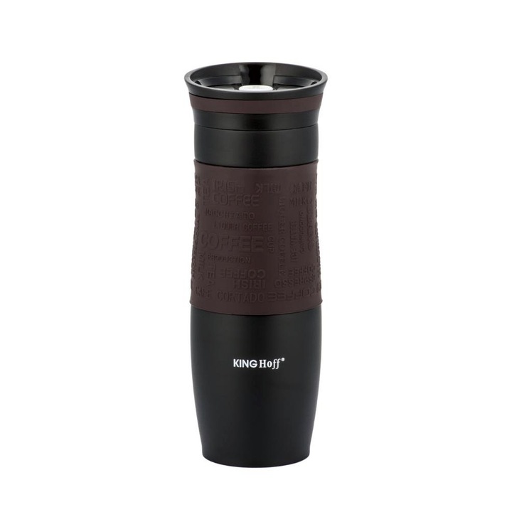 KingHoff duplafalú termosz, Rozsdamentes acél, 500 ml, Barna