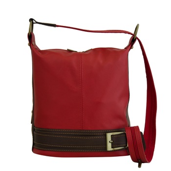 Geanta de dama tip saculet din piele naturala, Irina, Rosu Geanta de dama tip saculet din piele naturala, Irina, Rosu