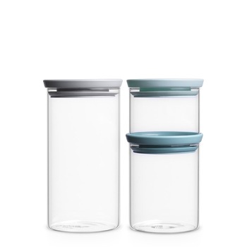 Set 3 recipiente sticla depozitare 0.3, 0.6 si 1.1 l Brabantia Set 3 recipiente sticla depozitare 0.3, 0.6 si 1.1 l Brabantia