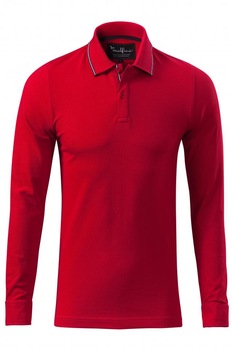 Tricou polo pentru barbati Contrast Stripe LS, Formula red