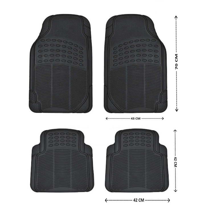 Комплект гумени черни автомобилни стелки предни и задни Flexzon PVC Универсални 4 броя 01