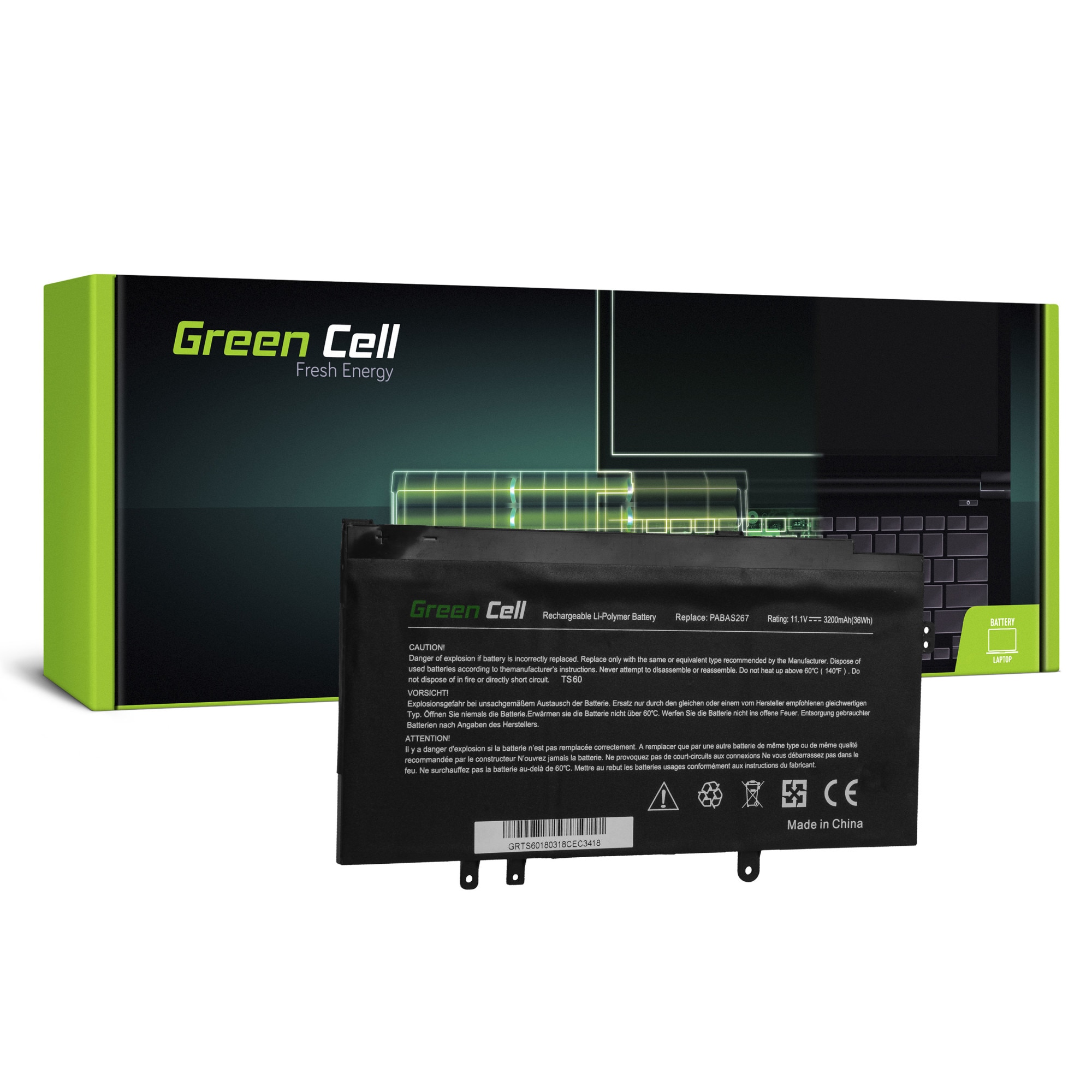 Baterie PA5073U-1BRS pentru Toshiba (3200mAh 11.1V) Laptop acumulator marca Green Cell®