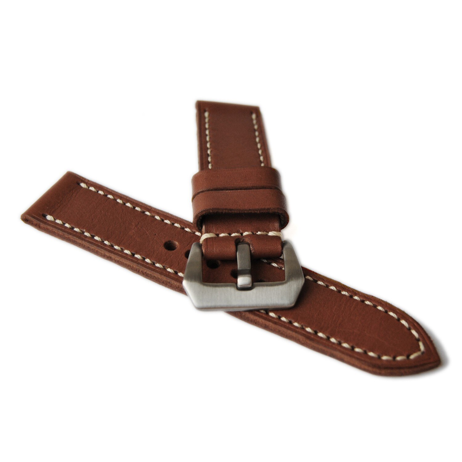 Curea handmade pentru ceas, din piele de vitel, culoare maro camel