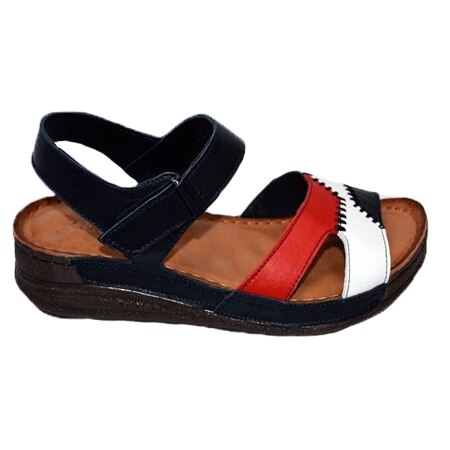 Sandale joase, inchizatoare cu scai,piele naturala,D&J Exclussive, Bleumarin/Rosu