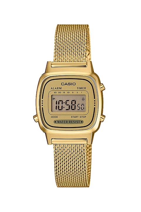 Casio, Дигитален часовник с мрежеста верижка, Златист