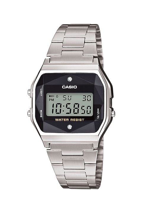 Casio, Часовник с хронограф и метална верижка, Сребрист