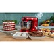 Mixer cu bol de 6L din inox, Biovita MB-1500PRO, 2 kg aluat, putere 1500W, 4 accesorii, 6 viteze + puls, Rosu