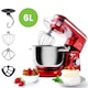 Mixer cu bol de 6L din inox, Biovita MB-1500PRO, 2 kg aluat, putere 1500W, 4 accesorii, 6 viteze + puls, Rosu