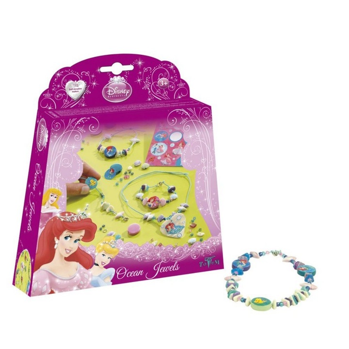 Set creativ Totum - Creeaza-ti propriile bijuterii pentru plaja, Princess Disney