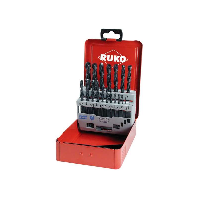 Set de 19 burghie elicoidale, DIN 338, tip N, HSS-R